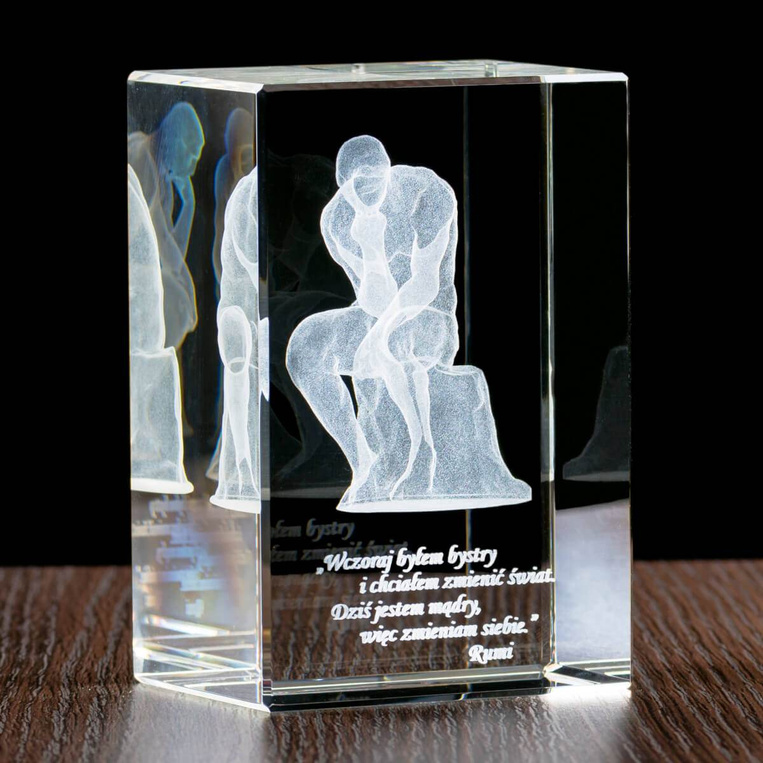 Grawer 3D - kryształowa statuetka dla współpracownika z cytatem