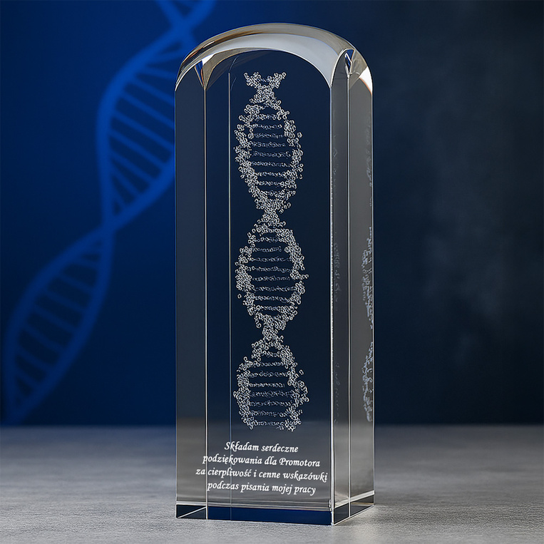 Kwas DNA w statuetce dla lekarza, biologa z możliwością personalizacji