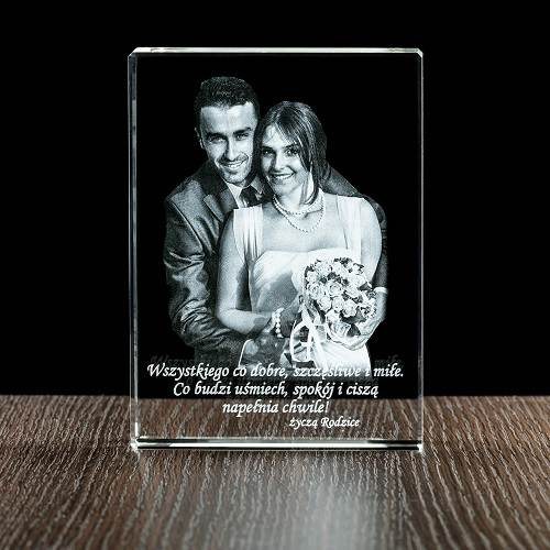 Pamiątka ślubna – zdjęcie 2D w krysztale Płyta płaska 100×150×30 mm