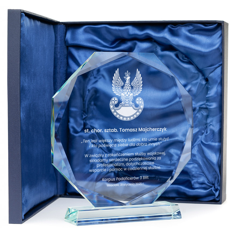 Statuetka z grawerem na zakończenie służby wojskowej – PODZIĘKOWANIA DLA ŻOŁNIERZA