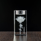 Róża 3D w świeczniku. FOTOPRZENT 3D dla Mamy. Eleganckie etui w komplecie