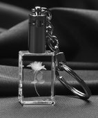 Brelok LED z Różą 3D - grawer wewnątrz szklanego breloka