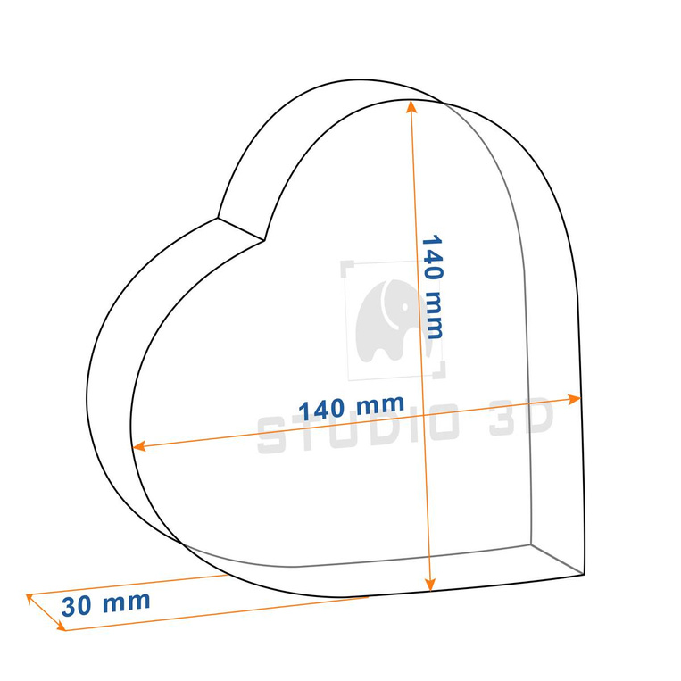 Duże kryształowe serce (140x140x30 mm) - Statuetka z Twoim zdjęciem