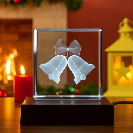 Fotolampka 3D 80x80x80 mm – dzwonki świąteczne. DEKORACJA ŚWIĄTECZNA