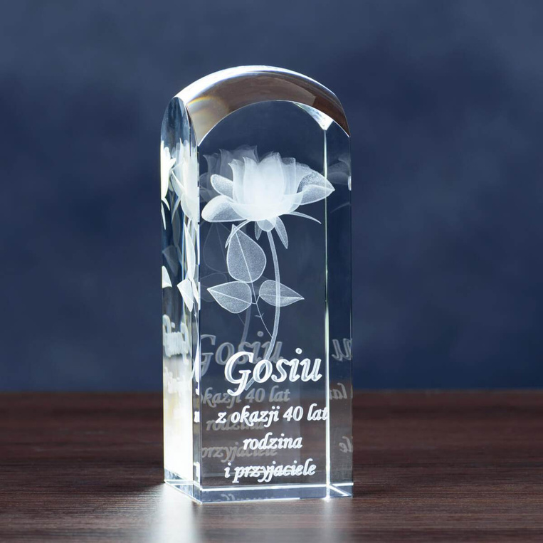 Róża 3D z Twoją dedykacją na Prezent - etui w komplecie