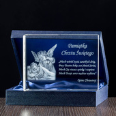 Pamiątka Chrztu Św. z indywidualną dedykacją - fotokryształ 3D