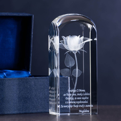 Prezent na urodziny Róża 3D w szklanej kolumnie 170x60x60 mm
