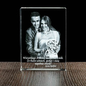 Pamiątka ślubna – zdjęcie 2D w krysztale Płyta płaska 100×150×30 mm