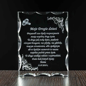 Personalizowana pamiątka ślubu od rodziców - życzenia w szklanej bryle