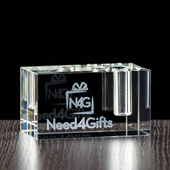 Kryształowy stojak na długopis z grawerem - Logo, tekst czy grafika