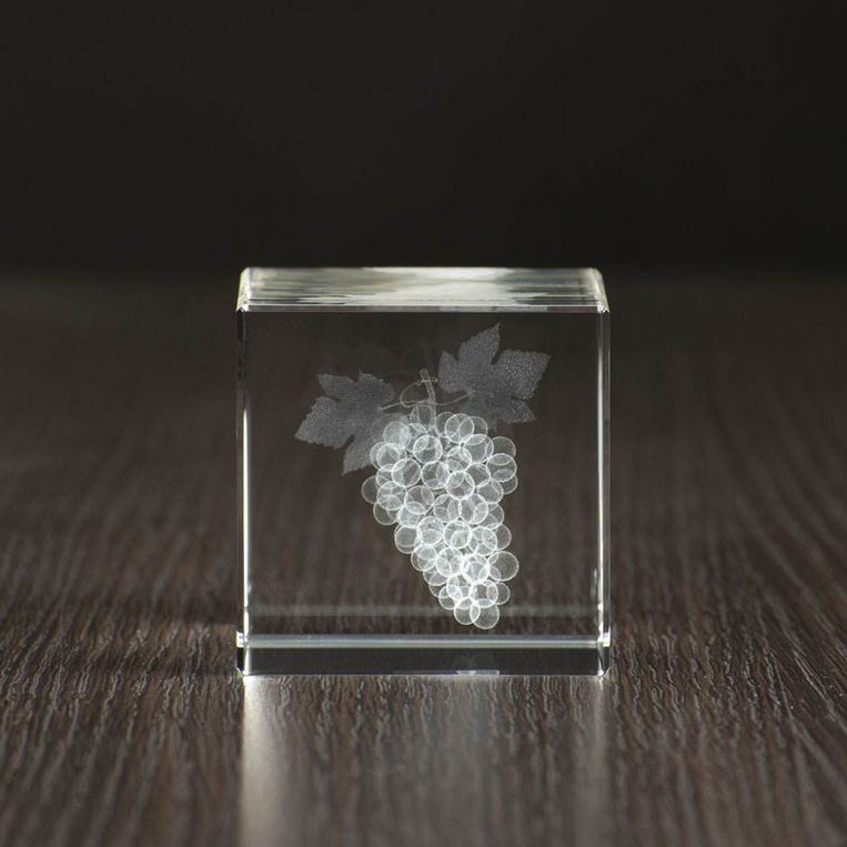 Winogrono 3D w szkle - prezent dla sadownika, wytwórcy wina, amatora wina
