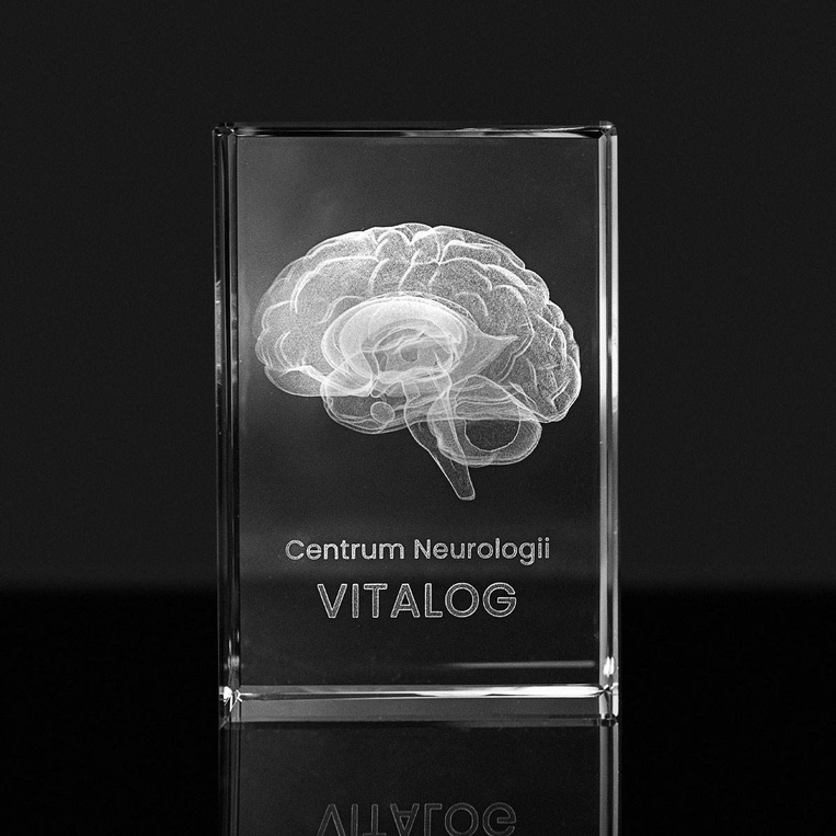 Trójwymiarowy mózg wygrawerowany w szkle na JUBILEUSZ FIRMY