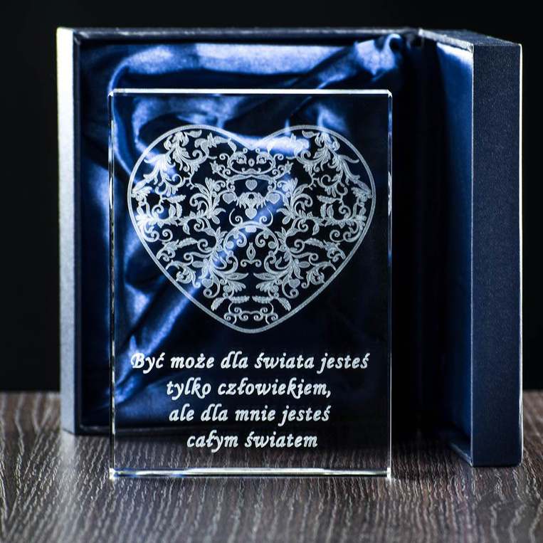 Prezent na urodziny - ażurowe serce w szkle