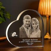 Statuetka kryształowa w kształcie serca – pamiątka rocznicy z dedykacją