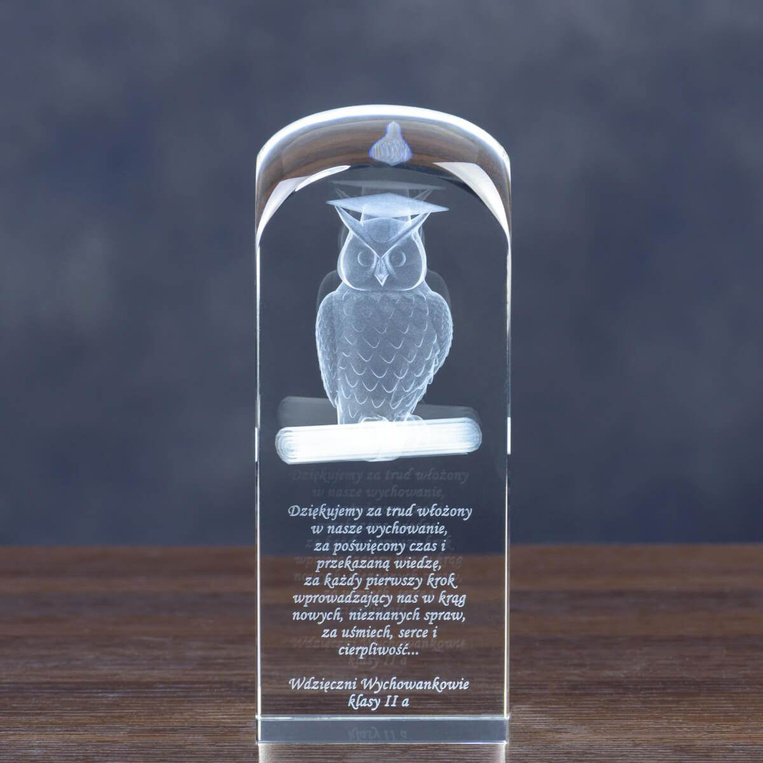 Podziękowania dla nauczyciela - SOWA 3D - statuetka z dedykacją