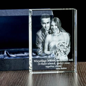 Pamiątka ślubna – zdjęcie 2D w krysztale Płyta płaska 100×150×30 mm