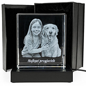 Personalizowany fotokryształ 3D – dziecko z pieskiem + LED