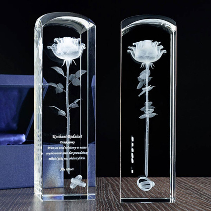 Róża 3D z dedykacją - POZIĘKOWANIA ŚLUBNE dla rodziców. Komplet 2 szt.