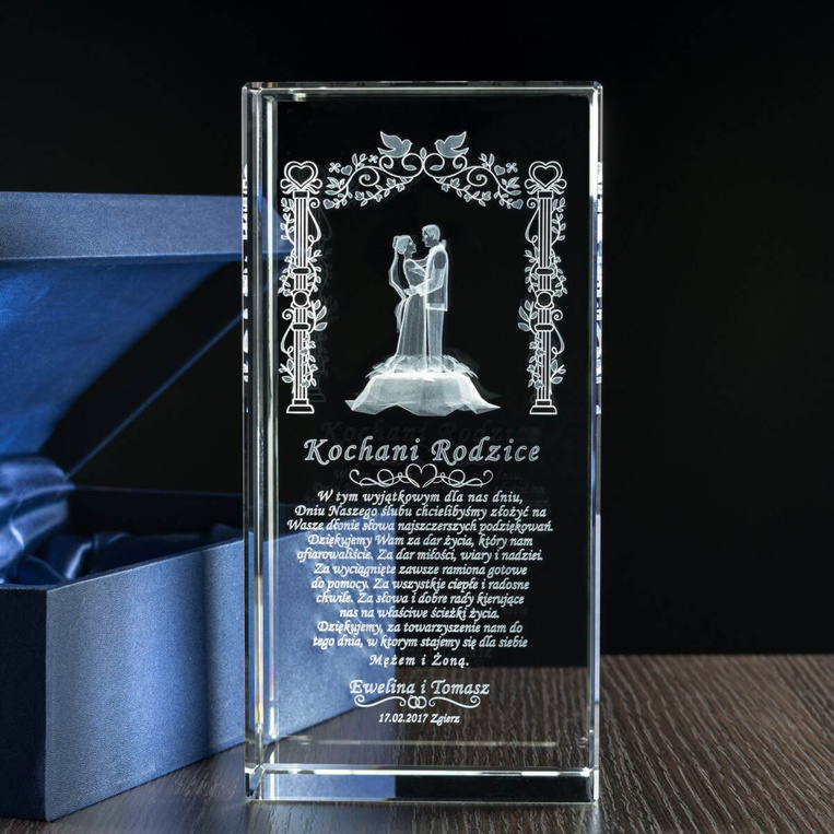 Podziękowania dla rodziców - duża statuetka z grawerem symbolicznego ślubu