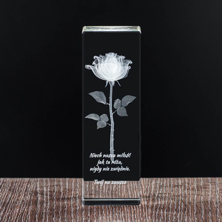Róża 3D z TWOJĄ PERSONALIZACJĄ - grawerowany upominek na Walentynki
