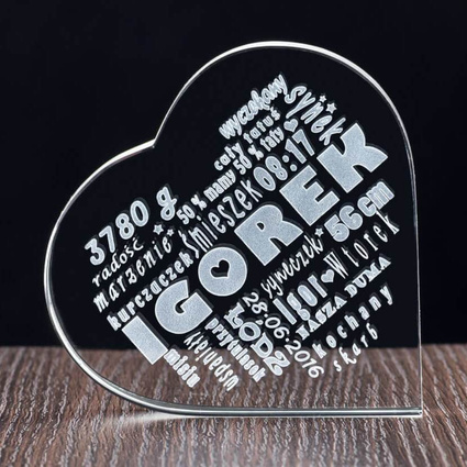 Prezent dla Babci i Dziadka - personalizowane kryształowe serce od wnuka