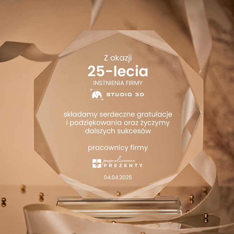 Personalizowana statuetka na 25-lecie firmy – jubileuszowy upominek biznesowy