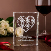 Ozdobny kryształ - Trójwymiarowe serce z labiryntem wraz z miejscem na Twoją dedykację