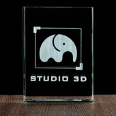 MEGASTATUETKA Logo firmowe w kryształowej statuetce 270x200x100 mm