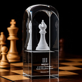 Kryształowa statuetka - nagroda za zajęcie III miejsca, goniec 3D