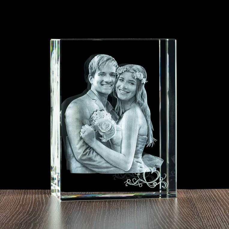 MEGASTATUETKA - Kryształ na ślub, personalizowany zdjęciem (3D) oraz dedykacją