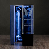 Prezent DLA LIDERA INNOWACJI - grawerowane skrzydła w krysztale 3D i dedykacja