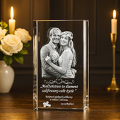 Podziękowania ślubne dla rodziców - duża statuetka 3D. Fotokryształ 3D