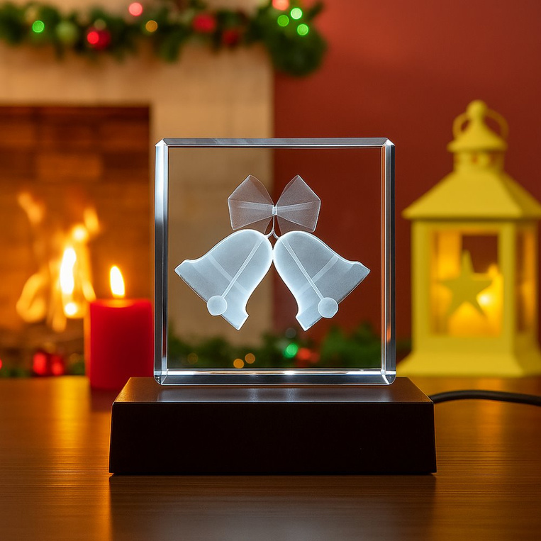 Fotolampka 3D 80x80x80 mm – dzwonki świąteczne. DEKORACJA ŚWIĄTECZNA