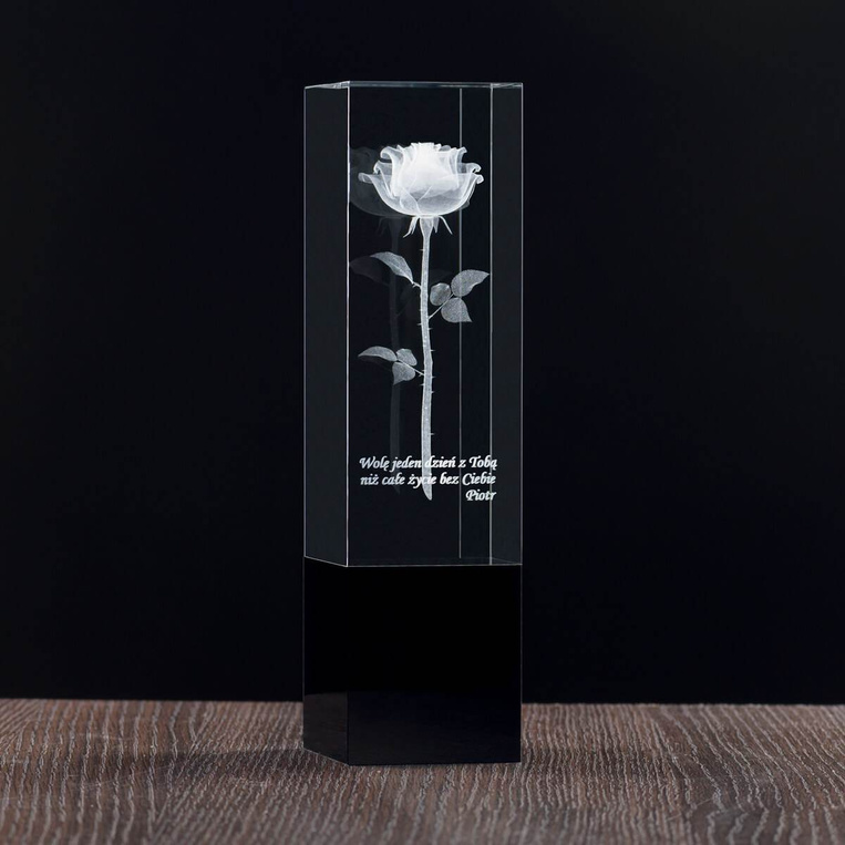 Prestiżowy prezent dla nauczyciela wychowawcy - piękny kwiat 3D w szkle