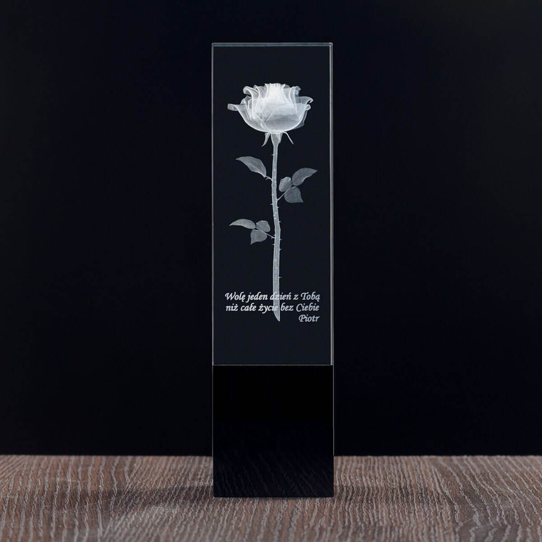 Prestiżowy prezent dla nauczyciela wychowawcy - piękny kwiat 3D w szkle