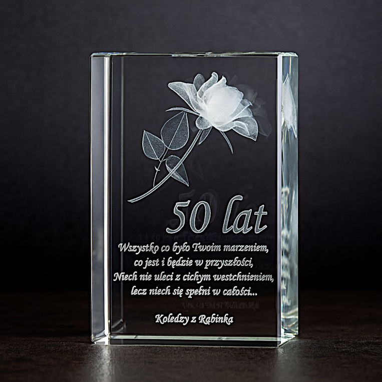 Grawerowana róża 3D - personalizowany prezent DLA KOLEŻANKI z pracy