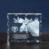 Łoś 3D w krysztale – statuetka dla myśliwego w eleganckim etui