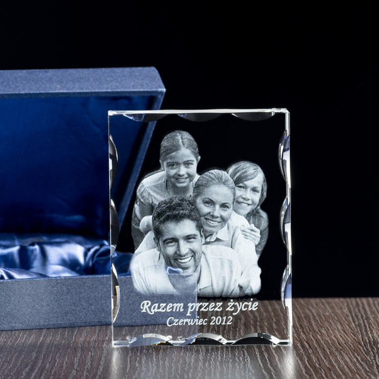Ekskluzywna fotolampka – szklana statuetka 130x100x30 mm grawer zdjęcia 2D i tekstu