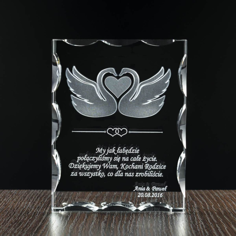Podziękowania dla rodziców - Zakochane łabędzie statuetka z grawerem