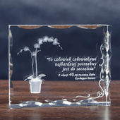 Piękny storczyk 3D wygrawerowany w ozdobnym krysztale z możliwością personalizacji