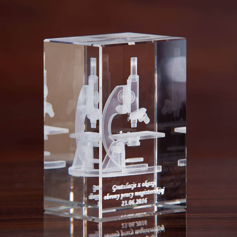 Mikroskop 3D - statuetka na podziękowania dla opiekuna pracy PROMOTORA