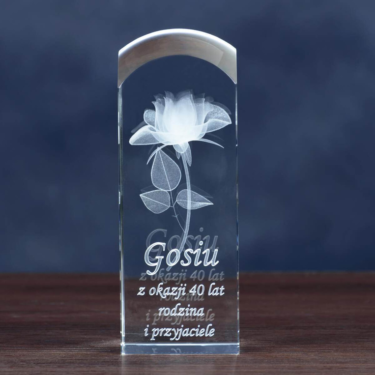 Róża 3D z Twoją dedykacją na Prezent - etui w komplecie