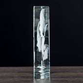 Statuetka kryształowa serce z grawerunkiem 3D pary – fotolampka LED na prezent ślubny