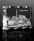 Warszawska Starówka 3D w kryształowej statuetce – grawer przestrzenny 180°