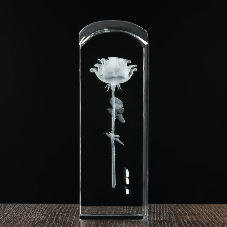 Róża 3D z indywidualną dedykacją, statuetka duża 190x65x65 mm
