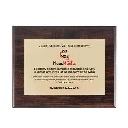 Personalizowany dyplom firmowy 228x305 mm z logo - ROCZNICA FIRMY