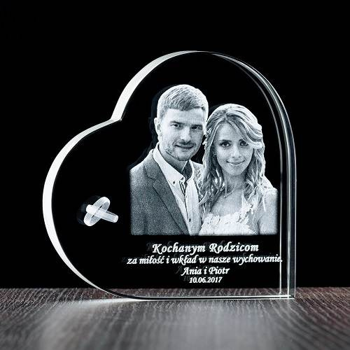 Duże kryształowe serce (140x140x30 mm) - Statuetka z Twoim zdjęciem
