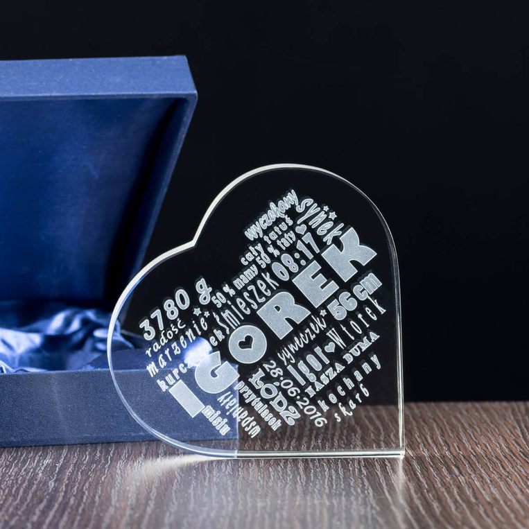 Prezent dla Babci i Dziadka - personalizowane kryształowe serce od wnuka