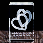 Splecione serca laserowo wypalone w szkle - Statuetka na rocznicę ślubu