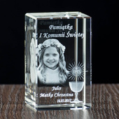 Pamiątka na I Komunię Świętą - Indywidualny grawer w krysztale